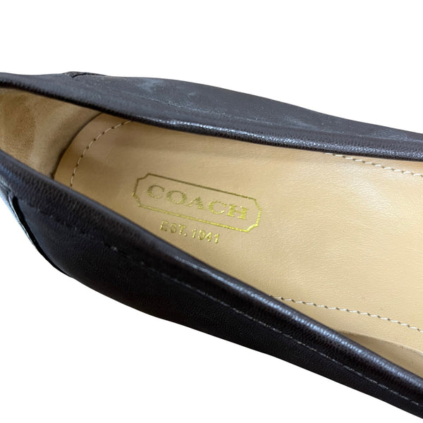 Coach Womens Brown Leather Loafers Gold Hardware Size 9.5 Elegant Flats Comfortable