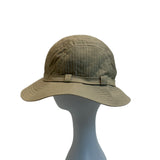 Womens Khaki Cotton Outdoor Hat With Plaid Lining & Adjustable Side Buckle
