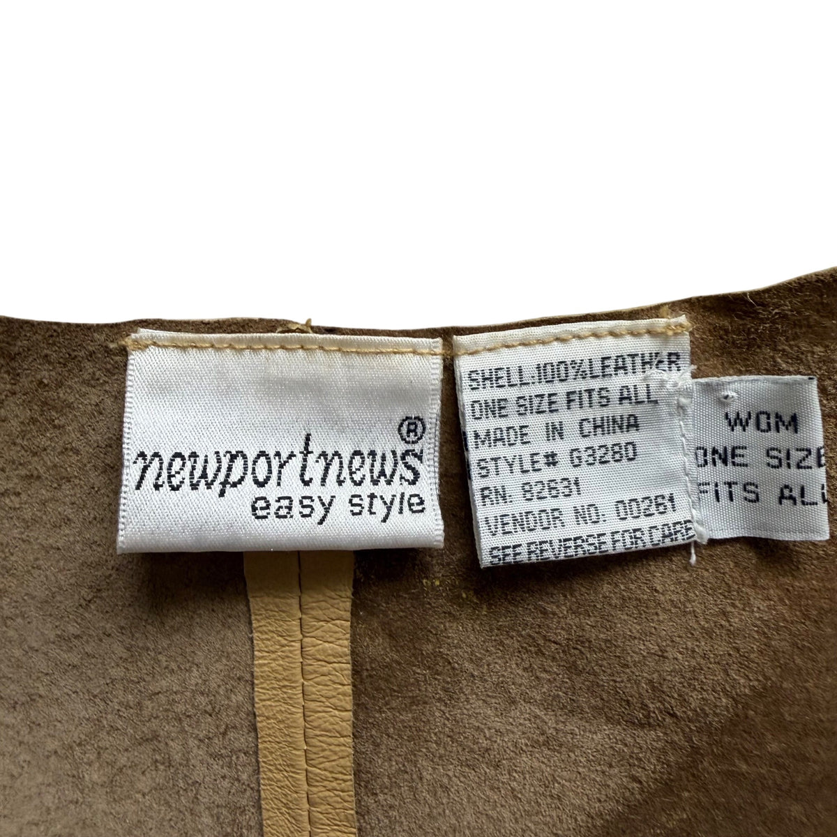 Newport News Womens Tan Leather Fringe Poncho One Size Fits All Western Style