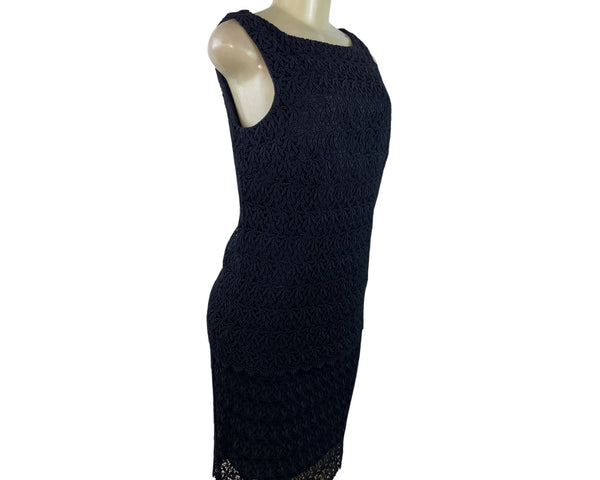 Carole Little Sleeveless Black Lace Overlay Sheath Shirt ans Skirt Set Sz 8