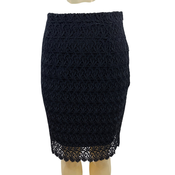Carole Little Sleeveless Black Lace Overlay Sheath Shirt ans Skirt Set Sz 8
