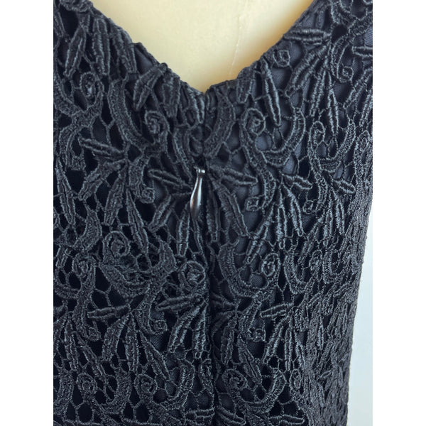 Carole Little Sleeveless Black Lace Overlay Sheath Shirt ans Skirt Set Sz 8