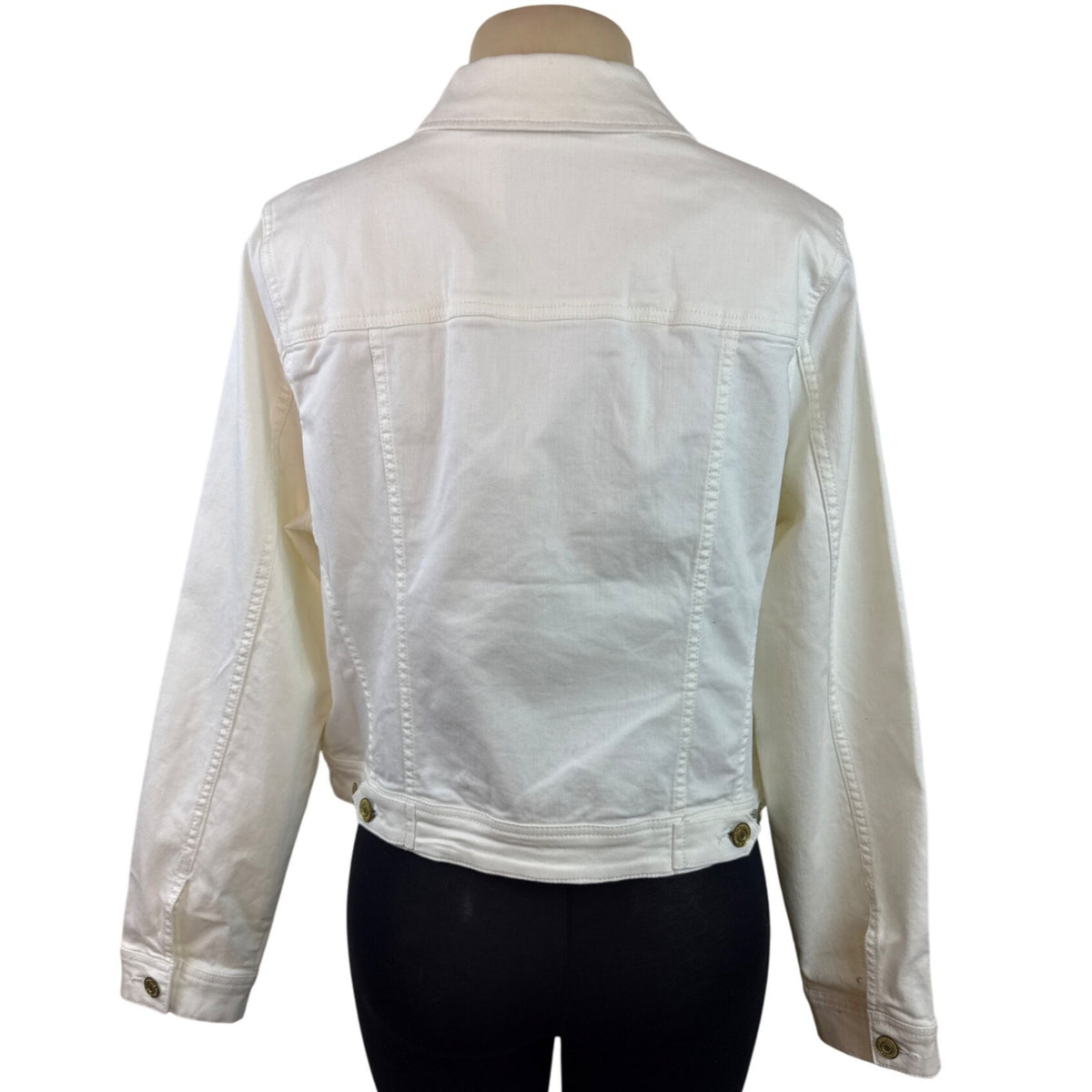 ISAAC MIRAHI LIVE White Denim Button-Up Jacket With Gold-Tone Hardware Sz 14