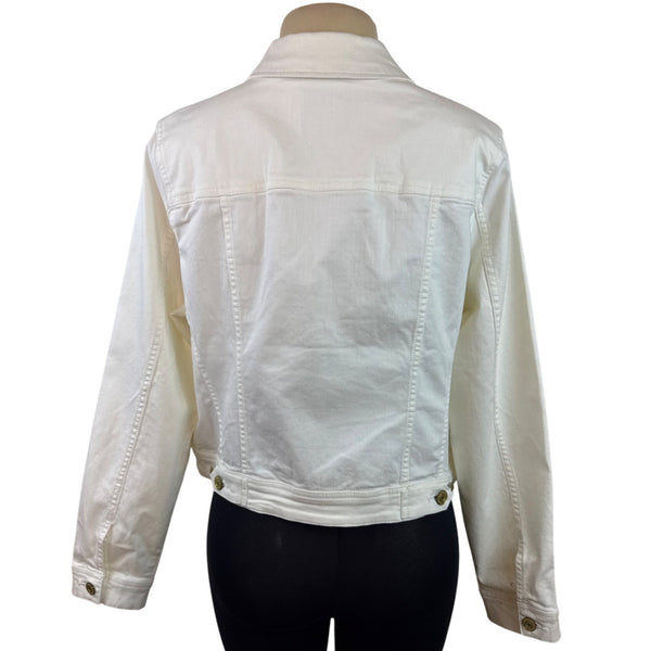 ISAAC MIRAHI LIVE White Denim Button-Up Jacket With Gold-Tone Hardware Sz 14