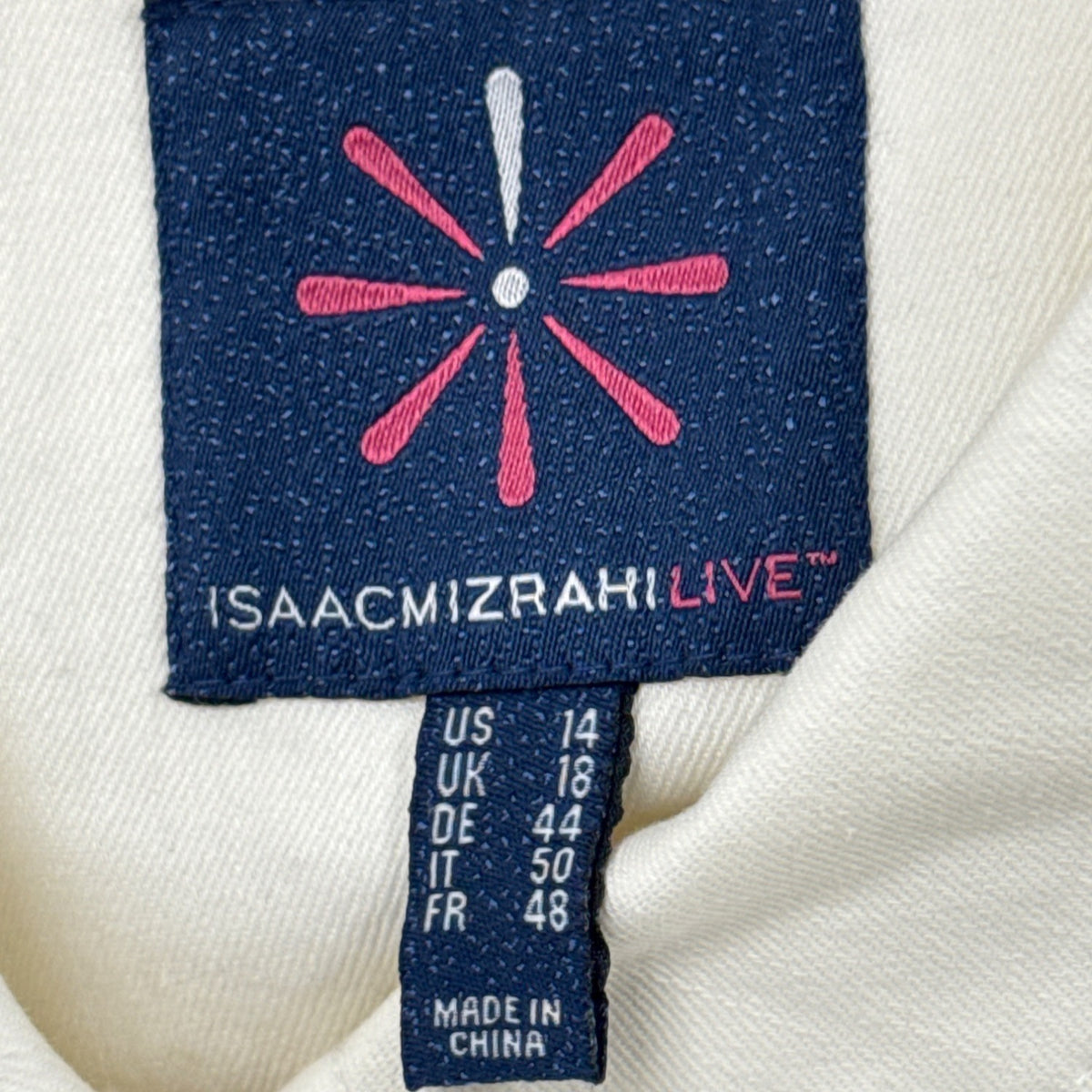 ISAAC MIRAHI LIVE White Denim Button-Up Jacket With Gold-Tone Hardware Sz 14
