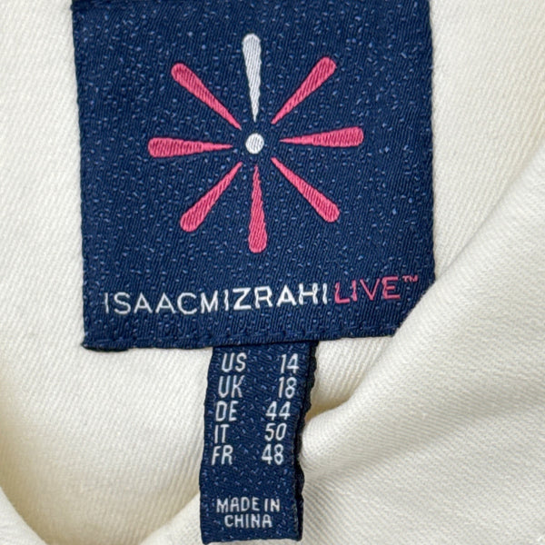 ISAAC MIRAHI LIVE White Denim Button-Up Jacket With Gold-Tone Hardware Sz 14