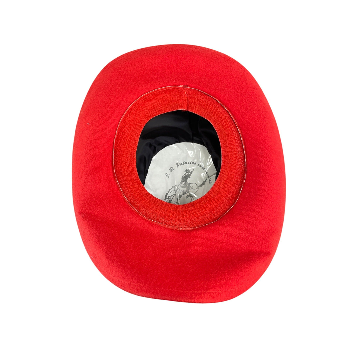 J.R. Palacios Red Felt Cowboy Hat With Sequin Mardi Gras Mask & Gold Trim