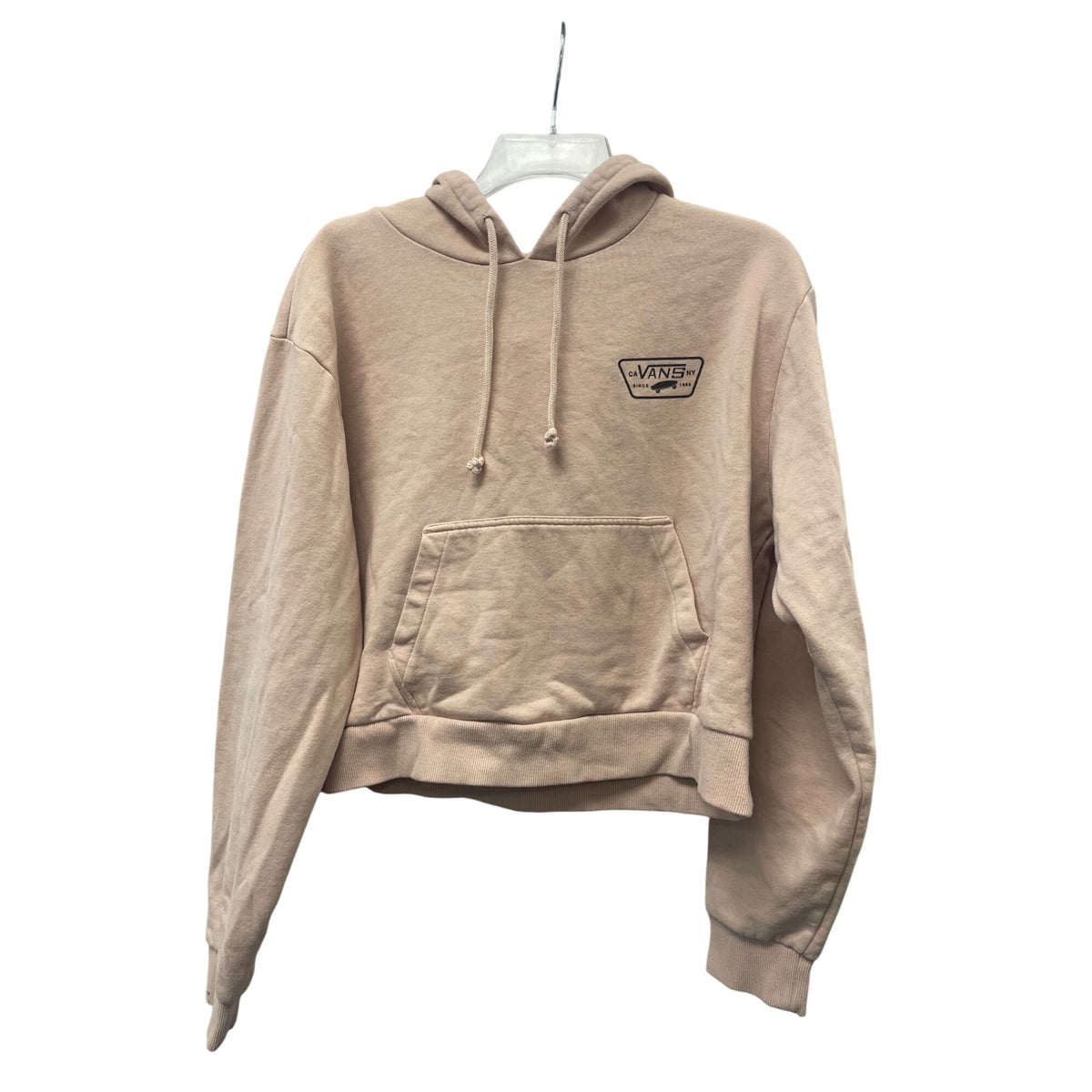 Vans Womens Beige Cotton Hoodie Sweatshirt L Fleece-Lined Pullover Design