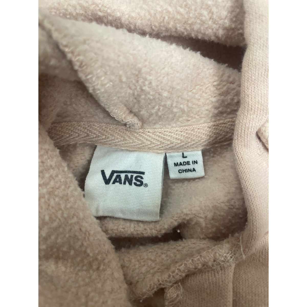 Vans Womens Beige Cotton Hoodie Sweatshirt L Fleece-Lined Pullover Design