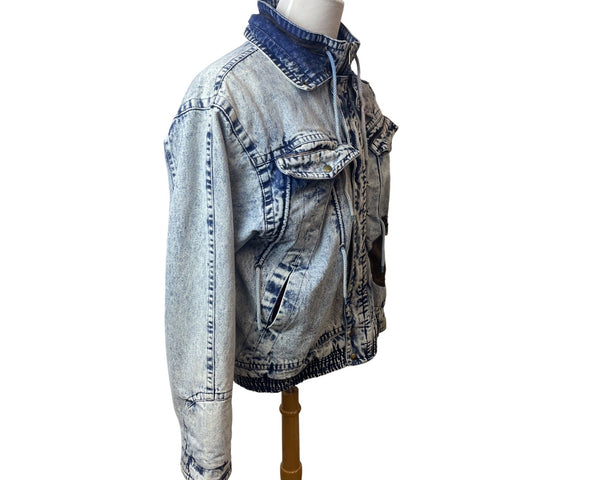 Vintage John Weitz Men's Blue Acid Wash Retro 90's Denim Jacket Sz L
