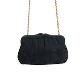 Andé Women's Black Goldtone Chained Genuine Lamb Suede Shoulder Clutch Sz S