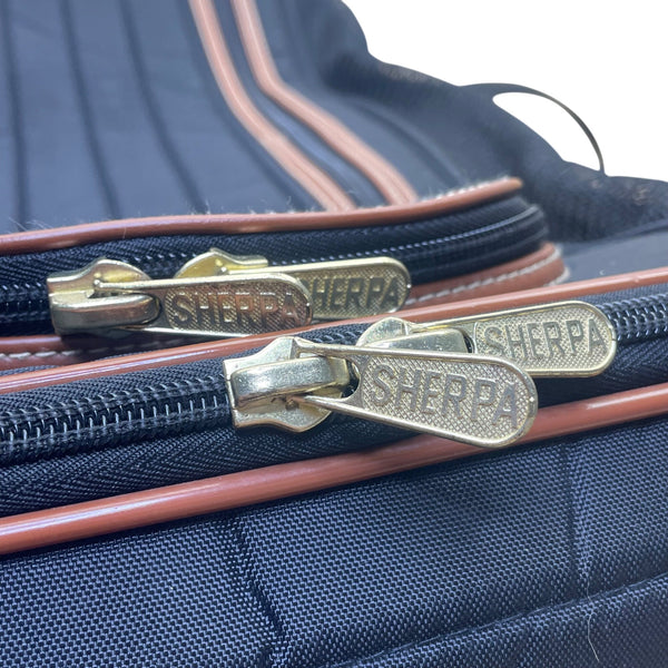 Sherpa’s Black Quilted Nylon Mesh & Leather Accents Pet Carrier Duffel Bag