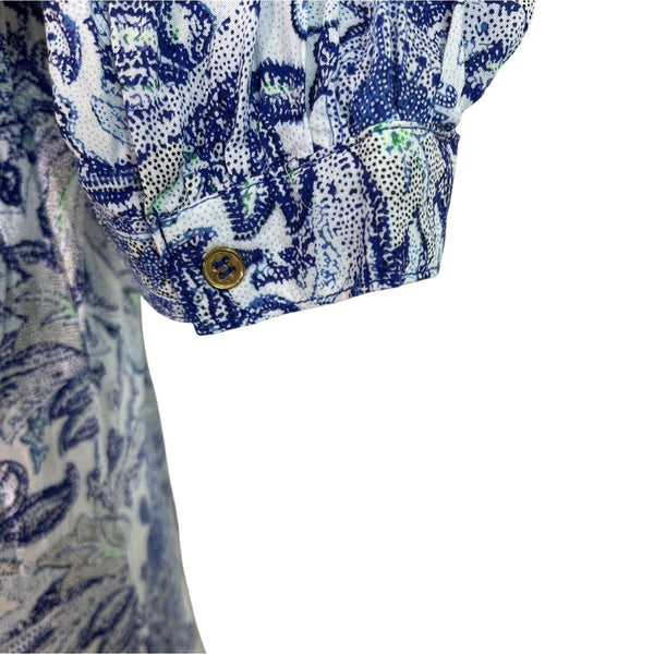 Grand & Greene Blue Womens Long Sleeve Paisley Tunic Top Size M