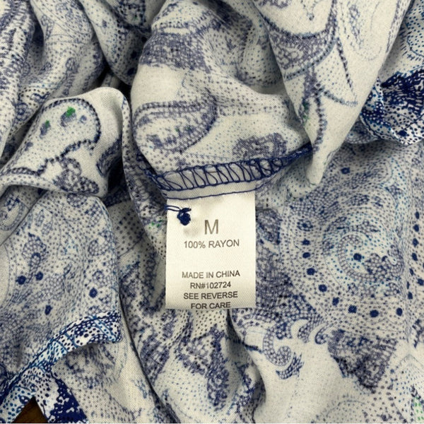 Grand & Greene Blue Womens Long Sleeve Paisley Tunic Top Size M