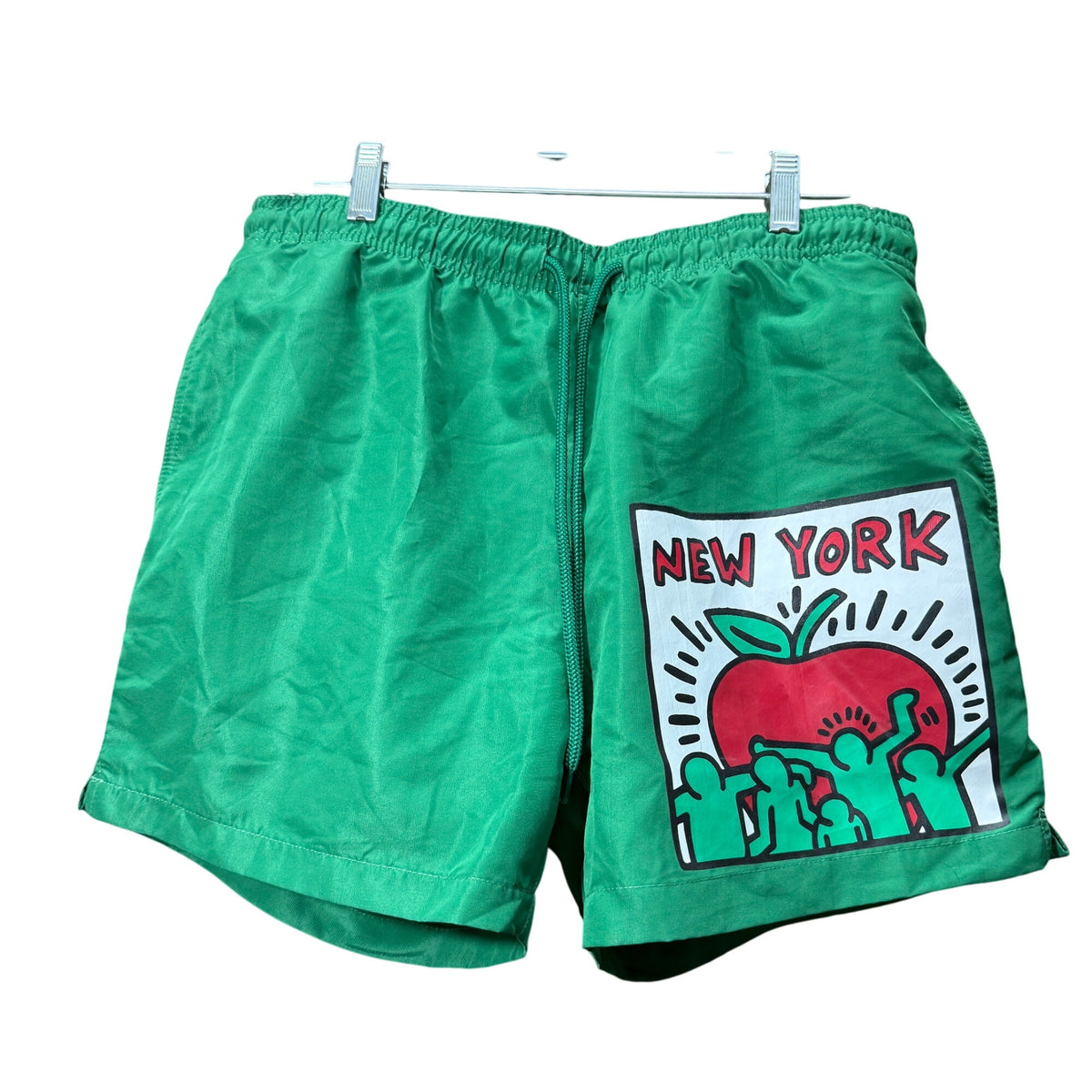 Keith Haring Mens Green Nylon Graphic Swim Shorts Medium