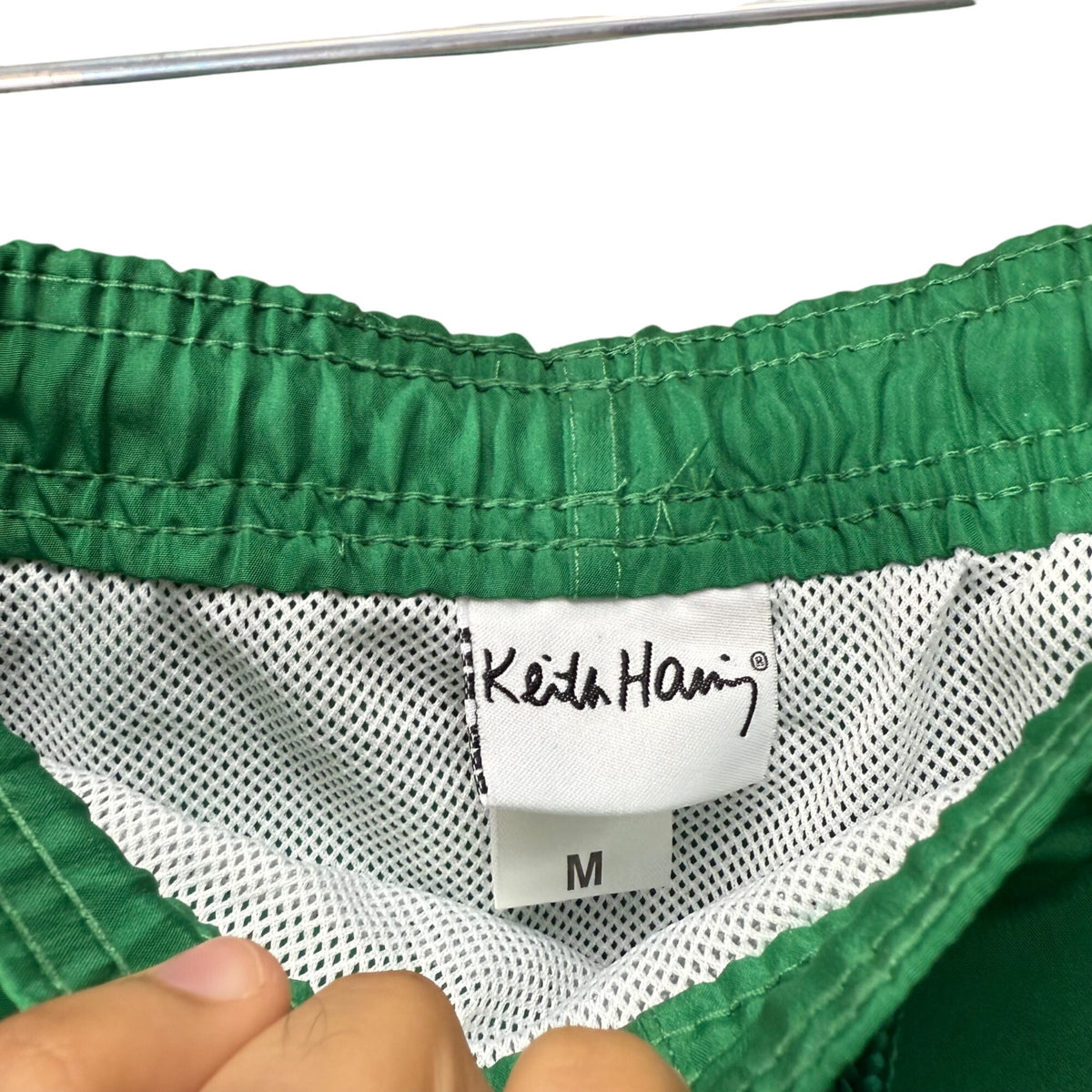 Keith Haring Mens Green Nylon Graphic Swim Shorts Medium
