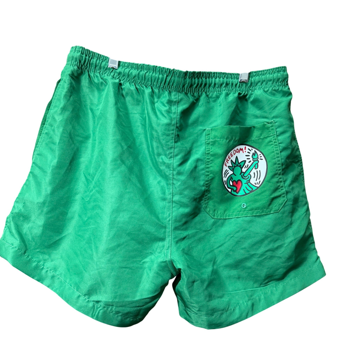 Keith Haring Mens Green Nylon Graphic Swim Shorts Medium