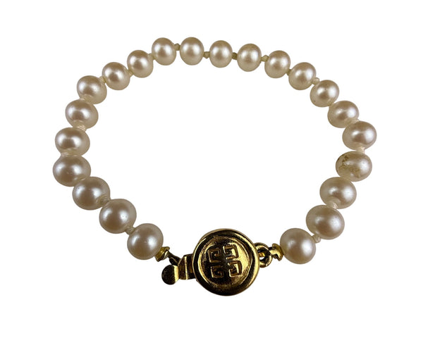 Givenchy Womens Gold Tone & Faux Pearl Bracelet Elegant Classic Design