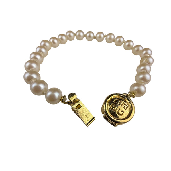 Givenchy Womens Gold Tone & Faux Pearl Bracelet Elegant Classic Design
