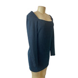 Row A Long Sleeve Square Neck Shimmer Open Back Mini Dress Size L
