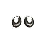 Sterling Silver Womens Hoop Earrings Polished Puffy Oval Design