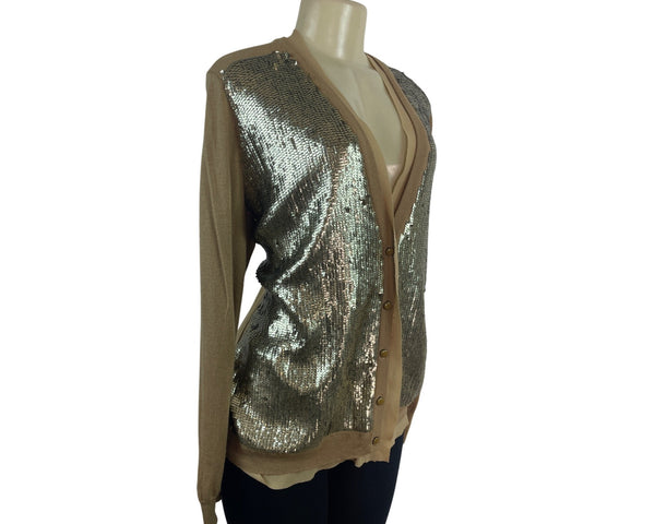 Jones New York Women's Brown Button Down Sequin Cardigan Sz 1X