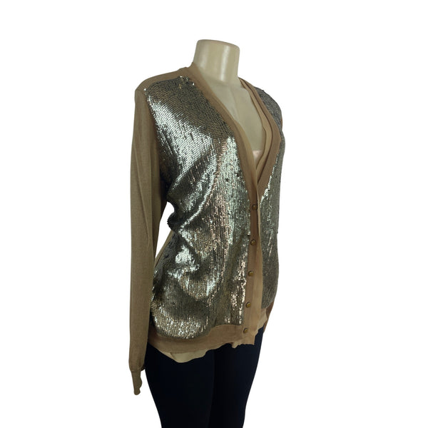 Jones New York Women's Brown Button Down Sequin Cardigan Sz 1X
