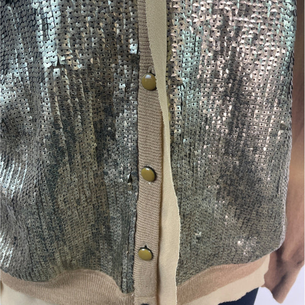 Jones New York Women's Brown Button Down Sequin Cardigan Sz 1X