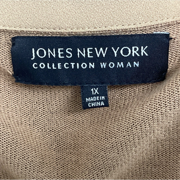 Jones New York Women's Brown Button Down Sequin Cardigan Sz 1X