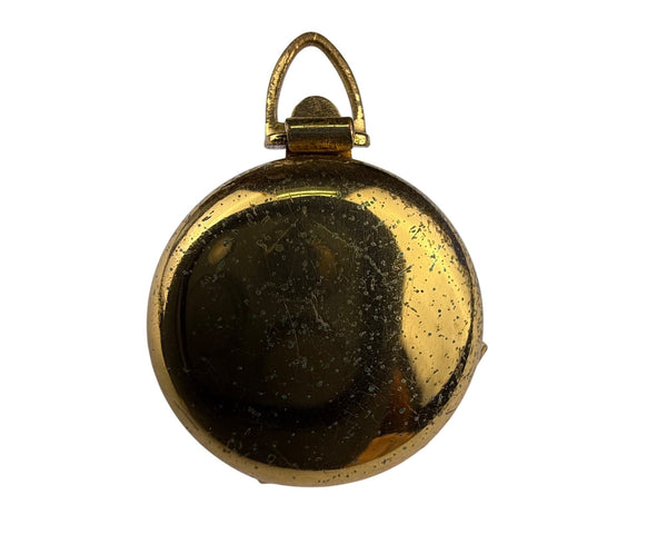 Coro Gold Tone & Black Vintage Round Triple Locket With Faux Pearls & Starburst