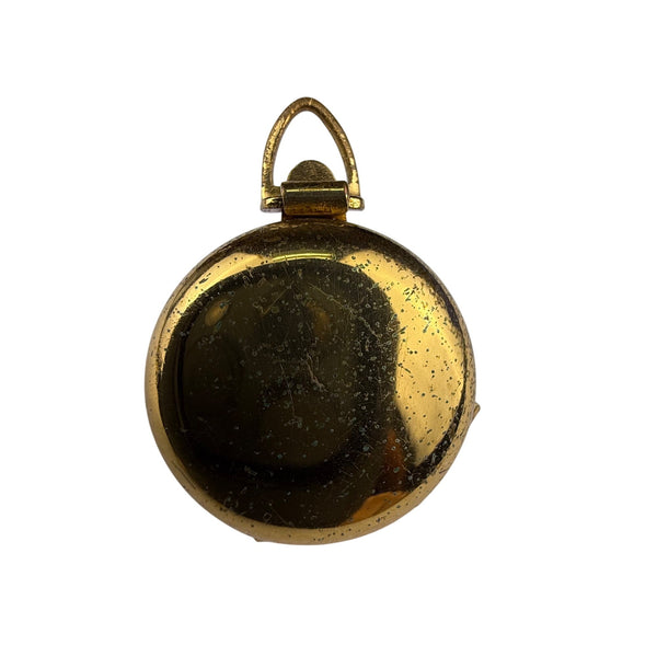 Coro Gold Tone & Black Vintage Round Triple Locket With Faux Pearls & Starburst