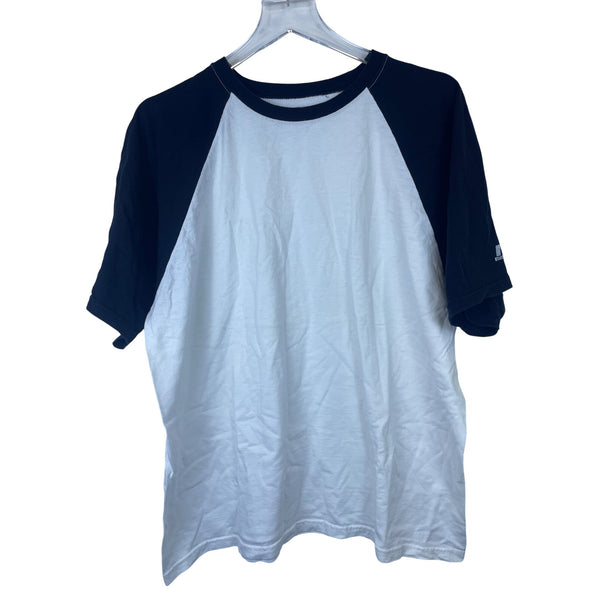 Russell Athletics Mens White/Black Cotton Baseball Raglan T-Shirt Size Large
