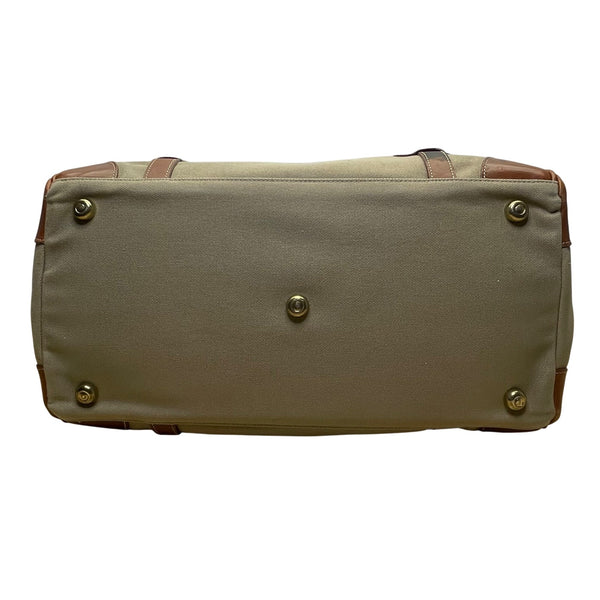 Brooks Brothers Men's Grey & Brown Canvas Leather With Shoulder Strap Travel Bag