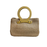 Women's Beige Wheat Straw Hand Tote Bag Sz M