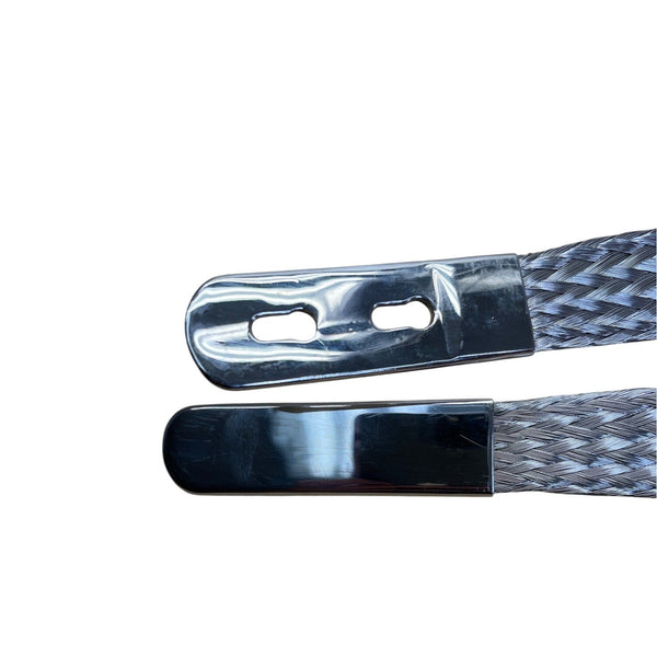 Vintage Silver-Toned Woven Metal Belt With Polished Clasp