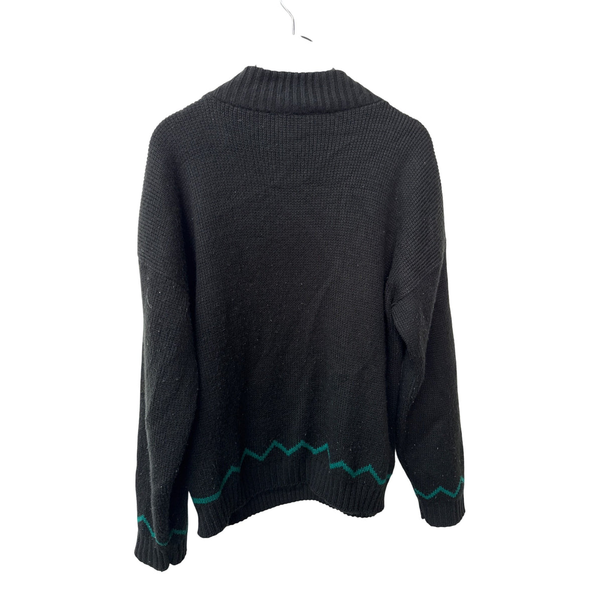 Clifton Place Mens Black Wool Knit Sweater With Tribal Pattern Design