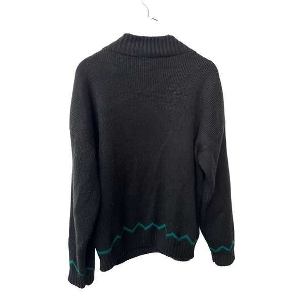 Clifton Place Mens Black Wool Knit Sweater With Tribal Pattern Design