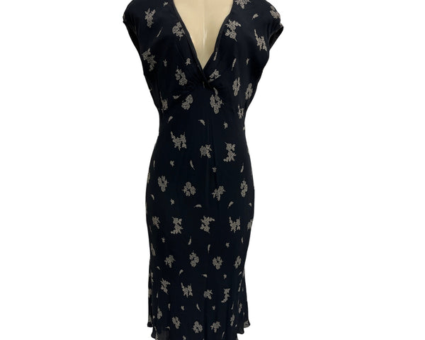 Jones New York Women's Black Floral Art Empire Waist Maxi Dress Sz 14