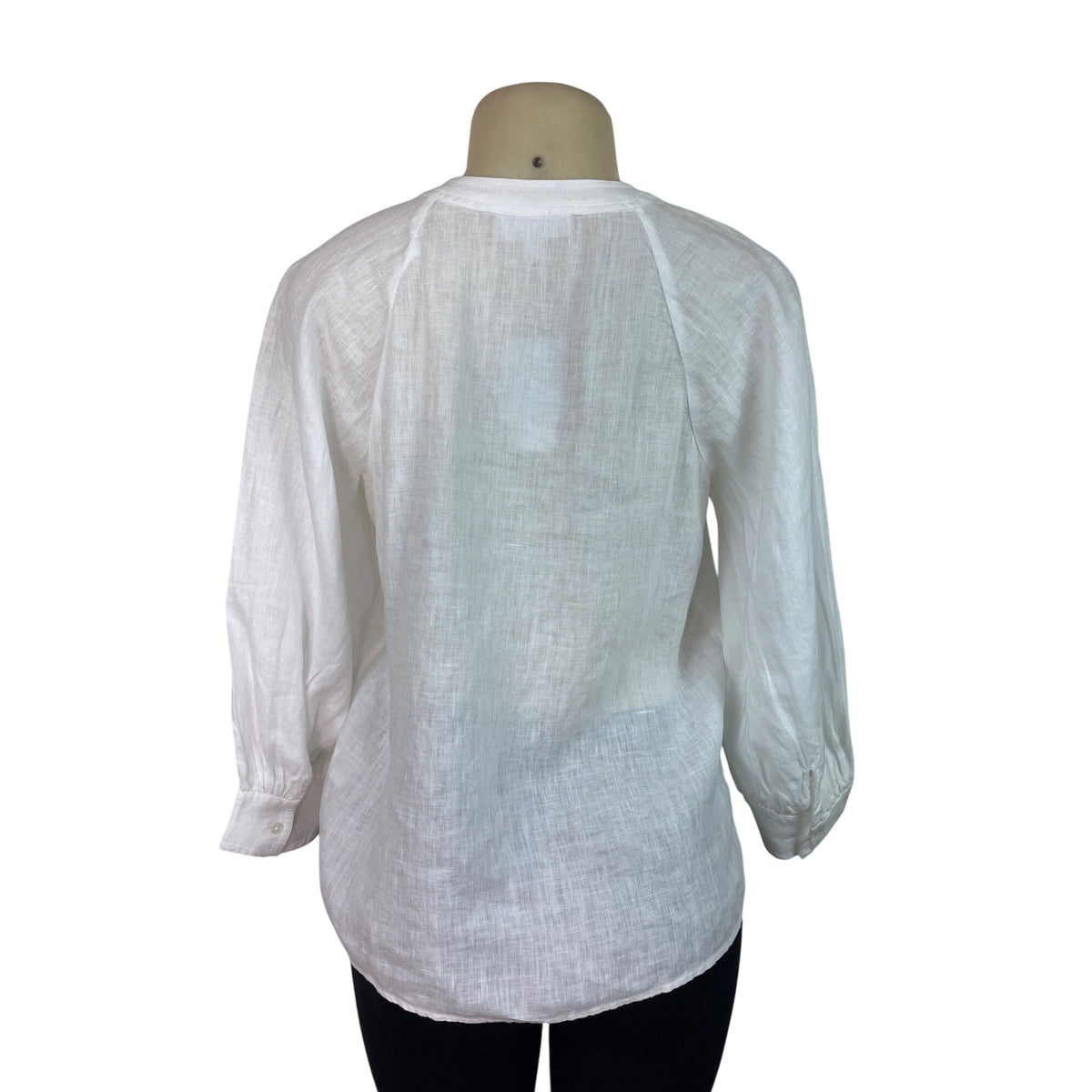 Chapter Club Women’s White Long-Sleeve Blouse With Split Neckline Size S - New