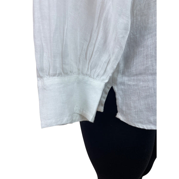 Chapter Club Women’s White Long-Sleeve Blouse With Split Neckline Size S - New