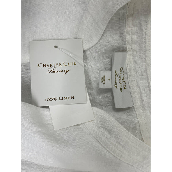 Chapter Club Women’s White Long-Sleeve Blouse With Split Neckline Size S - New