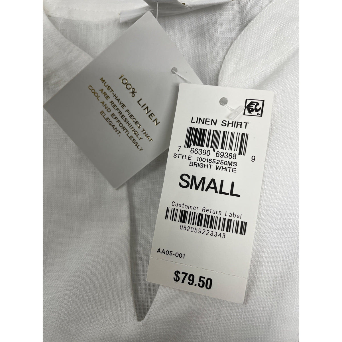 Chapter Club Women’s White Long-Sleeve Blouse With Split Neckline Size S - New