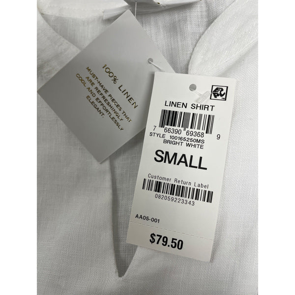 Chapter Club Women’s White Long-Sleeve Blouse With Split Neckline Size S - New