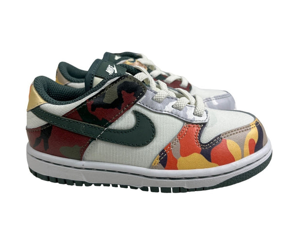 Nike Kids Dunk Low GS Sail Multi Camo Sneakers Size 9