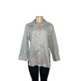 Chicos No-Iron 3/4 Sleeve Button-Up Shirt Size 2 100% Cotton Light Gray Womens