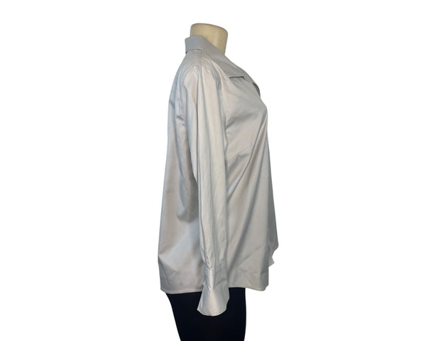 Chicos No-Iron 3/4 Sleeve Button-Up Shirt Size 2 100% Cotton Light Gray Womens