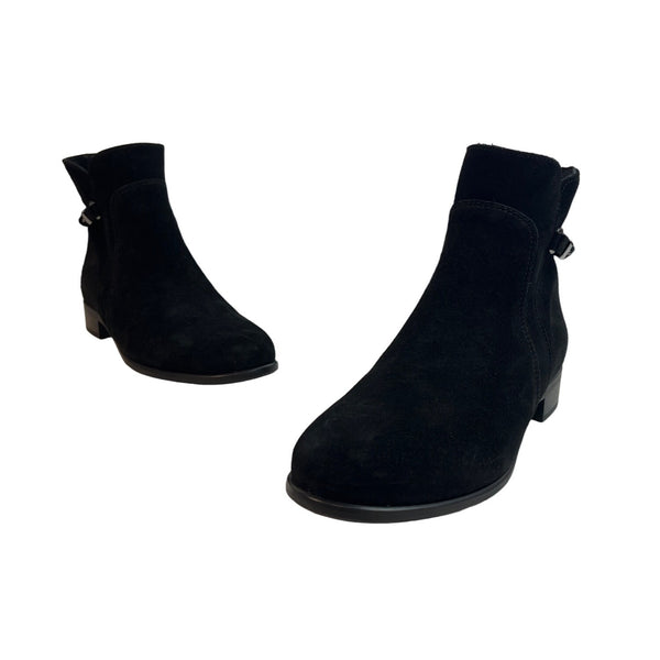 La Canadienne Women's Black Suede Ankle Booties Sz 8M - NWOB