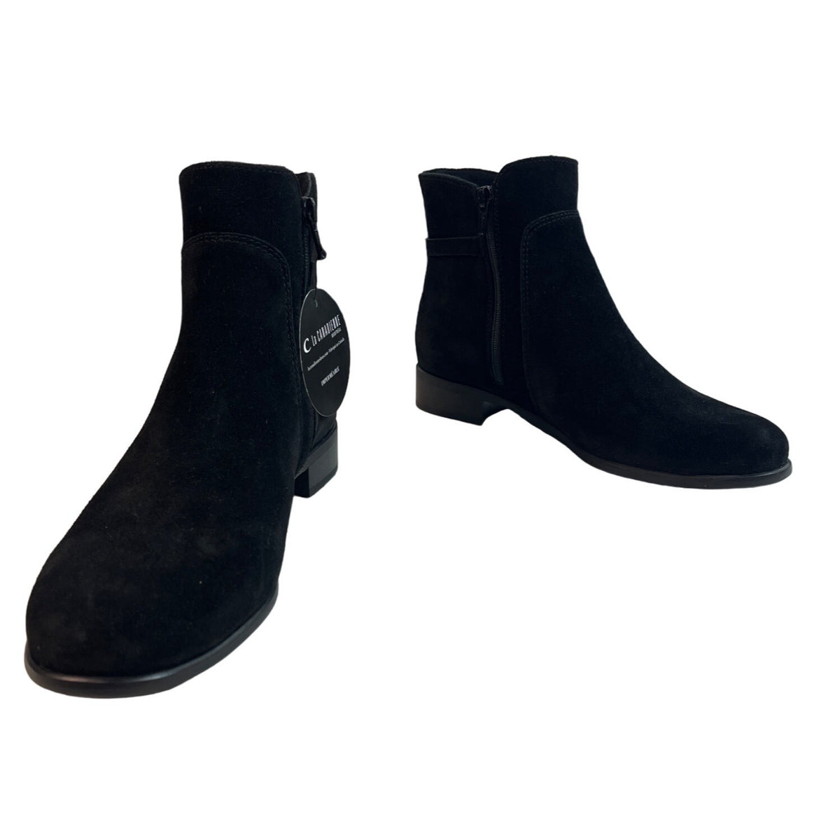 La Canadienne Women's Black Suede Ankle Booties Sz 8M - NWOB