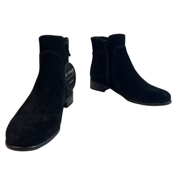 La Canadienne Women's Black Suede Ankle Booties Sz 8M - NWOB