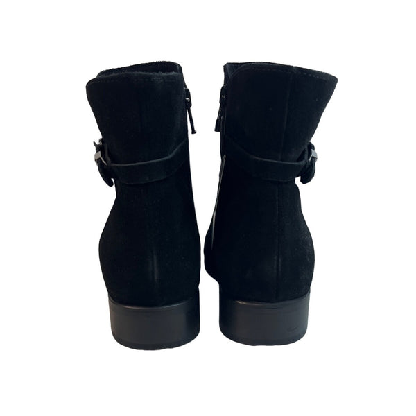 La Canadienne Women's Black Suede Ankle Booties Sz 8M - NWOB